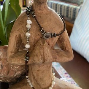 Vintage Silpada leather & pearl